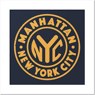 Vintage Manhattan New York City Badge Posters and Art